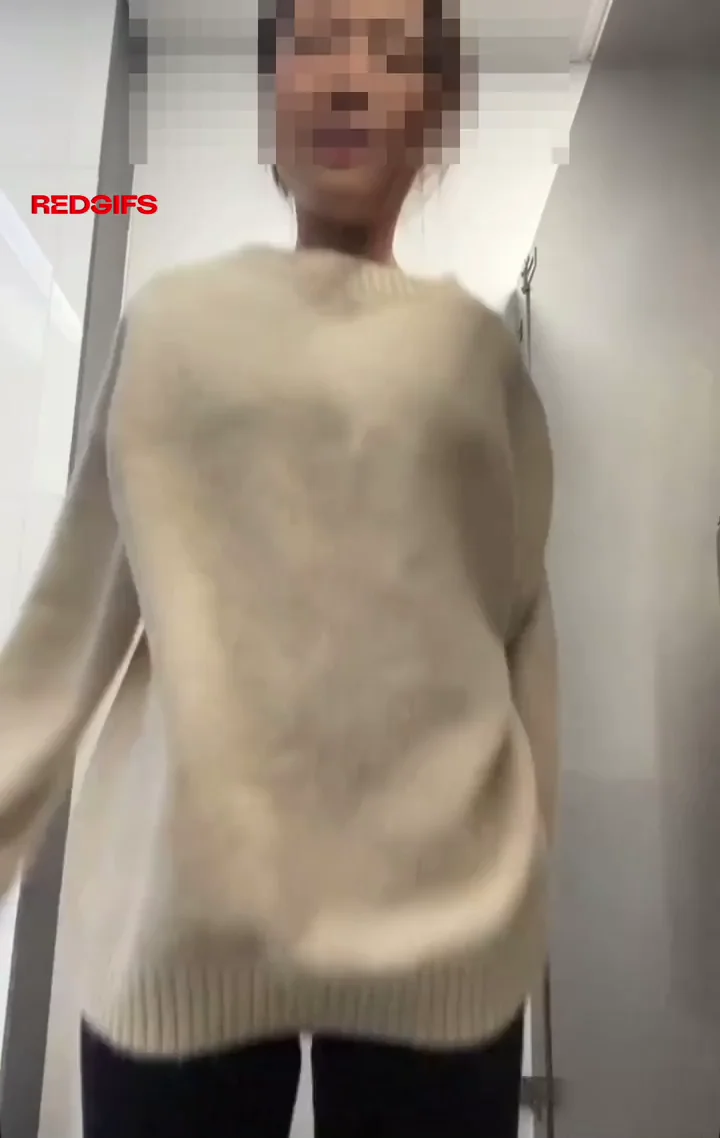 Jumpy Asian Cutie Bounces Her Perky Tits in Cozy Jumper Tease