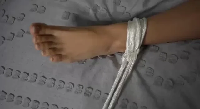 🔗 Teen Slut's Sexy Feet Bound Tight in BDSM Rope Play 😈