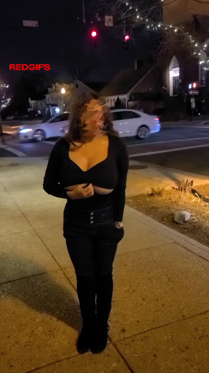 Flashing my bolted-on titties to drivers
