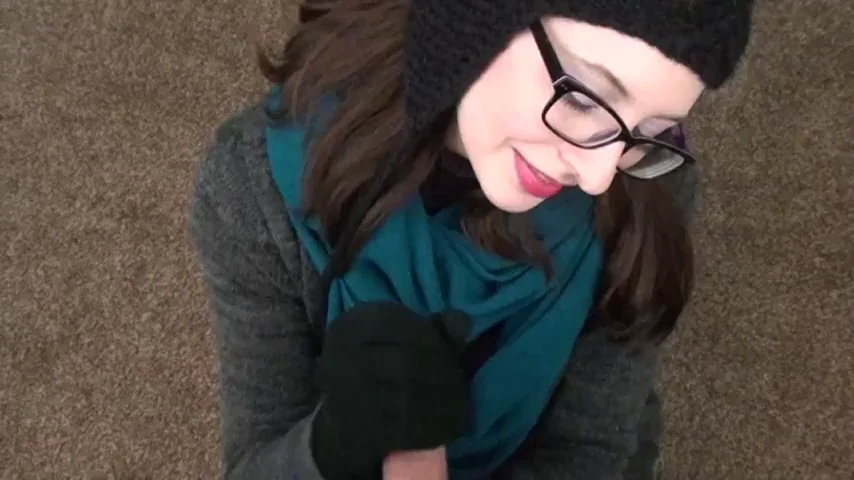 Cumming all over her winter outfit