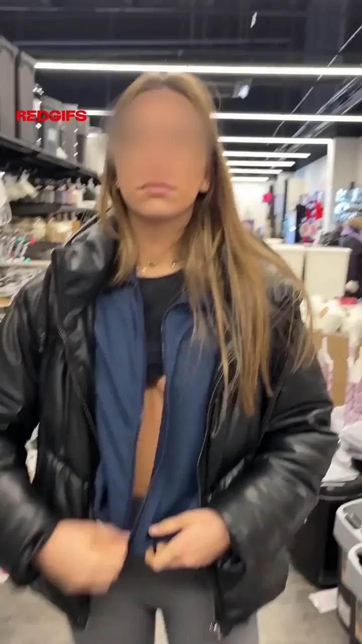 Blonde Slut Flashes Tits in Packed Store for Dirty Thrill
