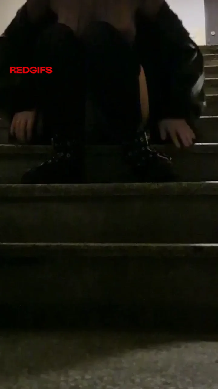 Stairway Slut: Edging to Orgasm Before Bust!