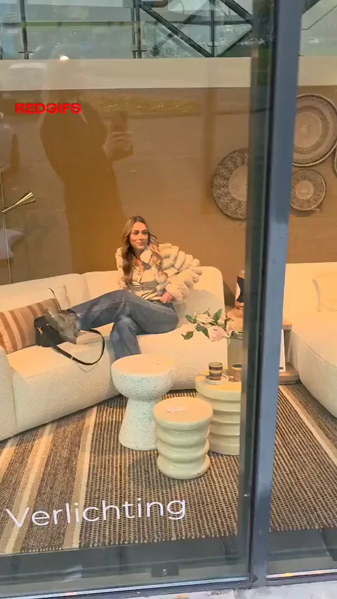 🔥 Big Titty Babe Teasing in Store Window Display 🪟💦
