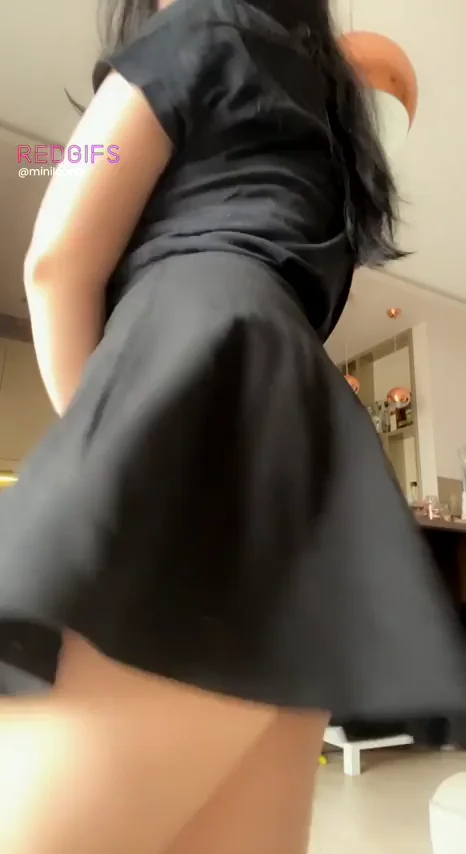 Facesit Tease: Petite Asian Slut Lifts Skirt for Innie Pussy Peek
