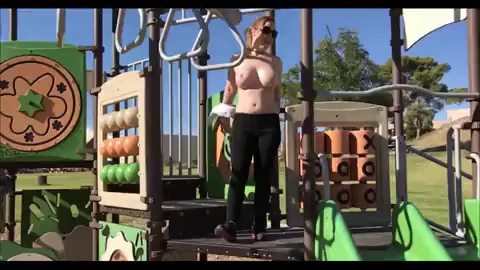 tits out on the monkey bars