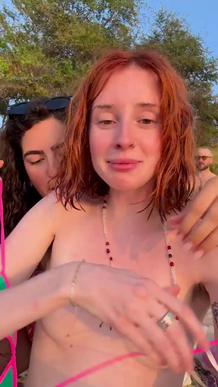 Babe, No Jealousy 😏 Redhead Gal Ties My Bikini Top on Perky Petit Tits 💖