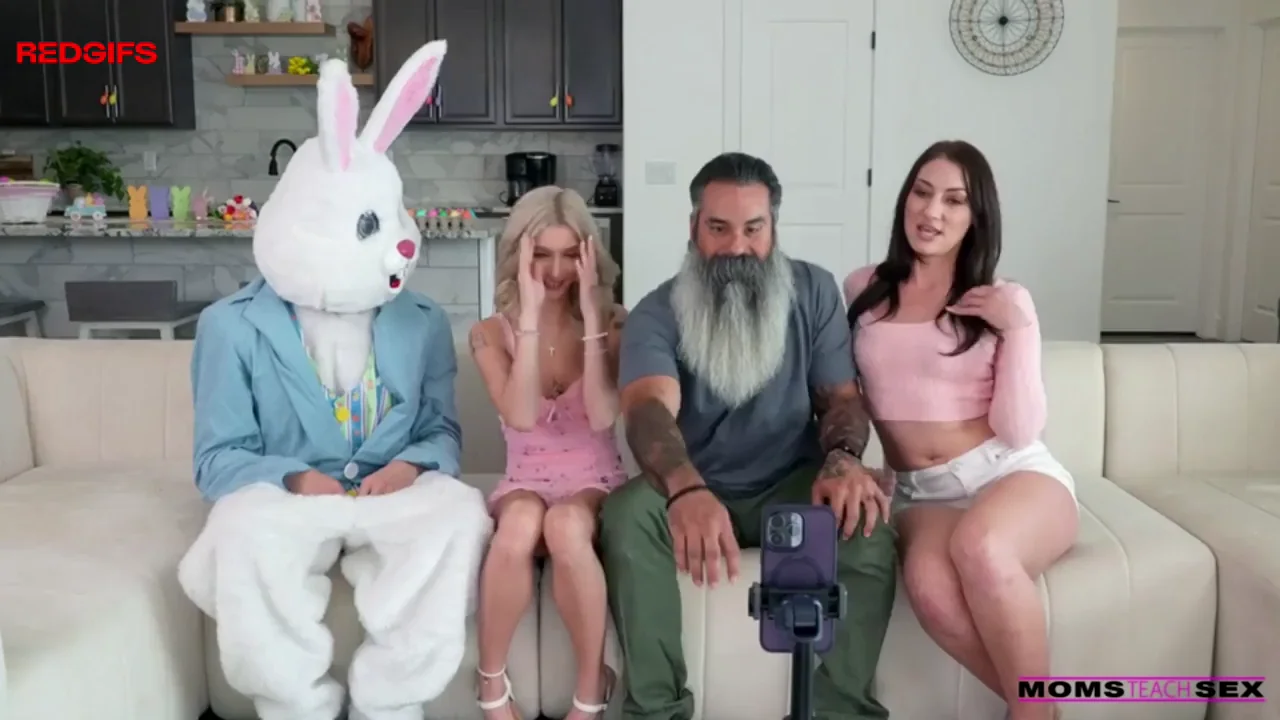 Easter Bunny Step-Dad Pounds Mom & Sis' Slutty Holes