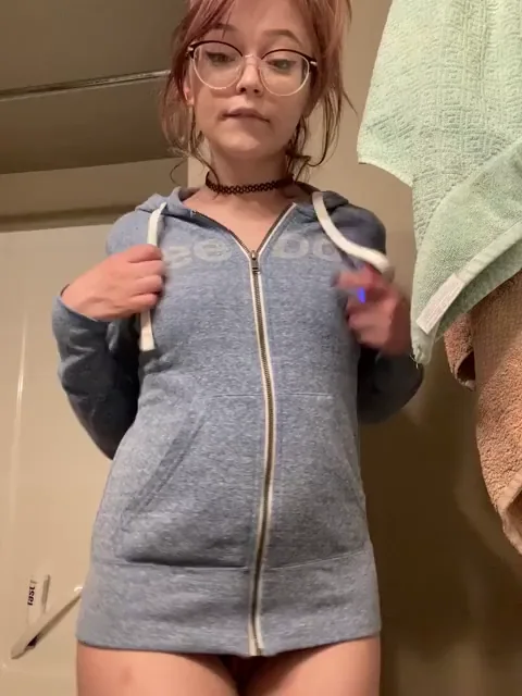 30s Slut with Teen Tits Teasing in Hoodie