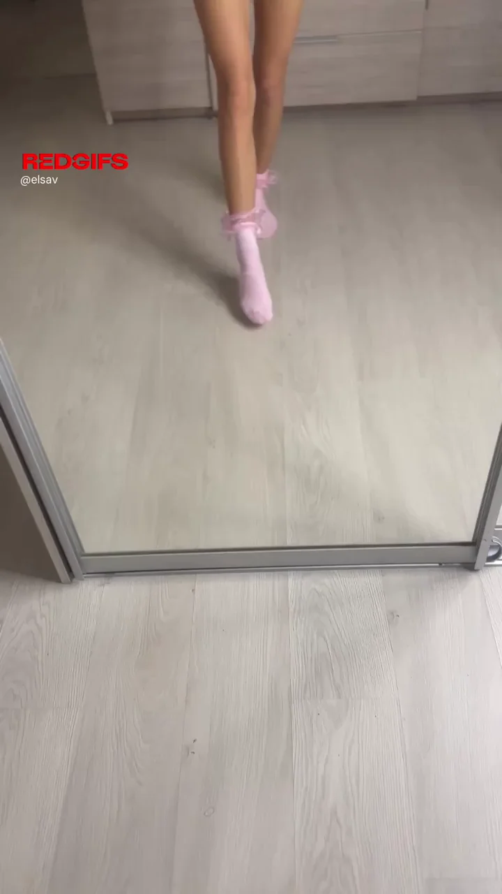 Cute Petite Blonde Tease in Pink Socks 💕🍑