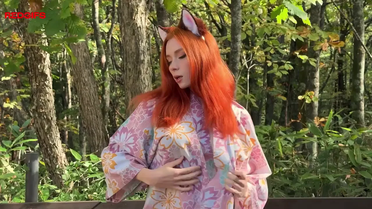 Redhead Neko Slut Fucks Wild in Japanese Woods