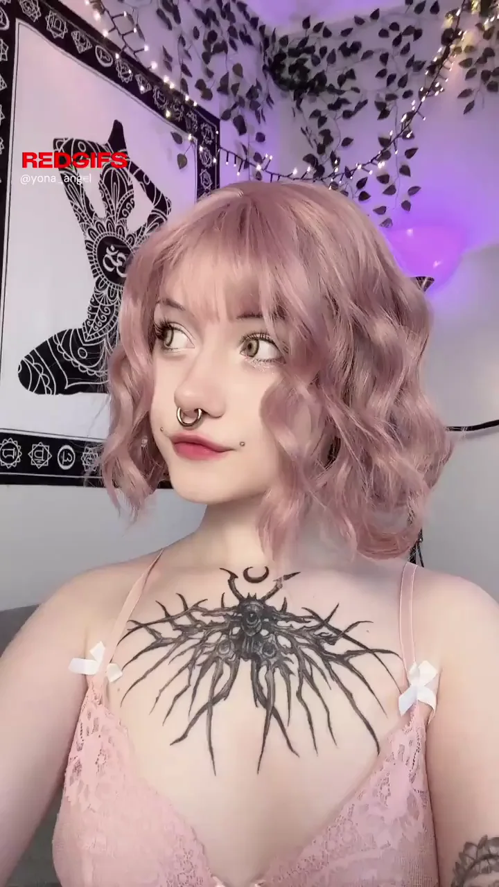Pink-Haired TikTok Slut Teases Perky Tits in Lacy Pink Bra