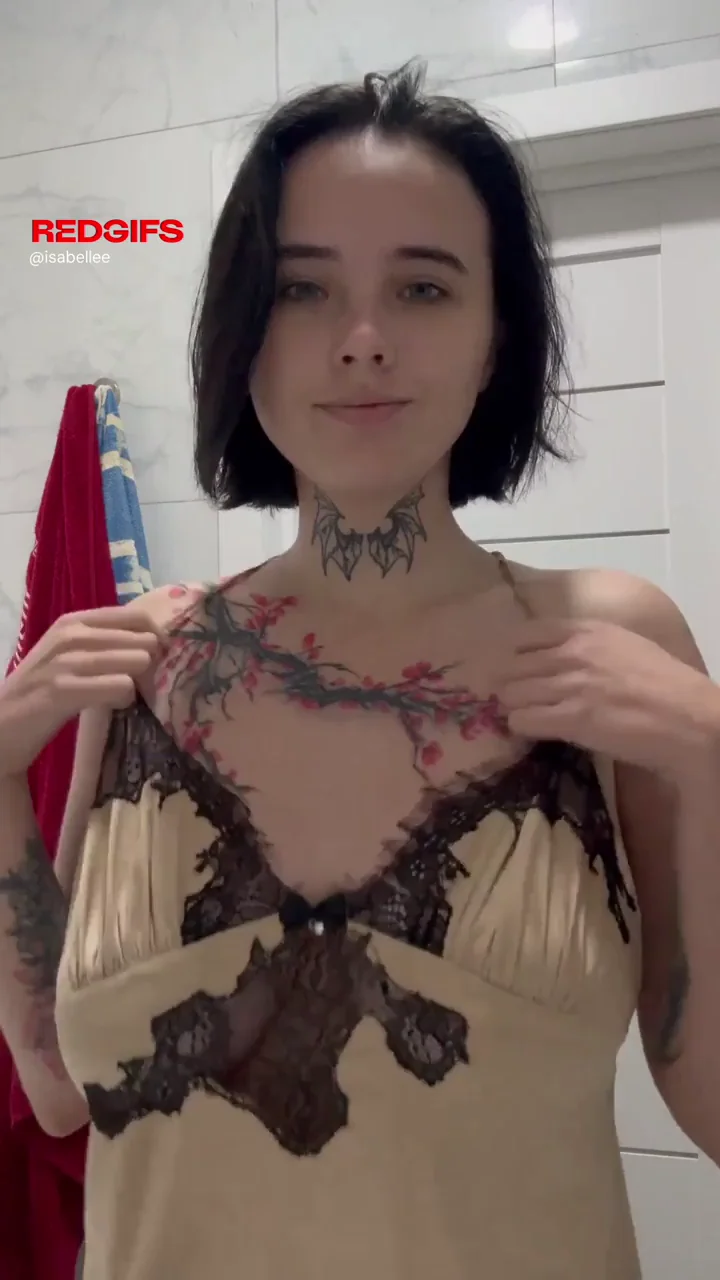 Inked Slut's Saggy Titty Drop Tease in Lacy Slip