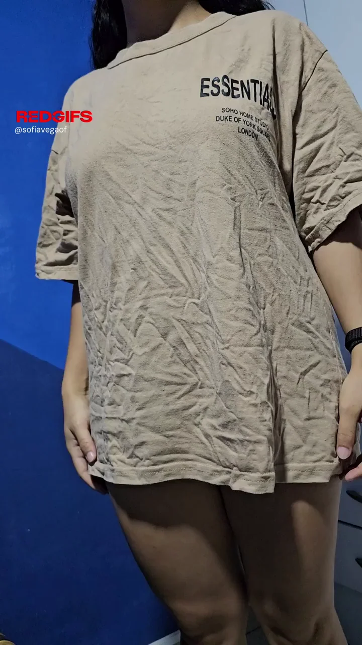 Work Distraction Titty Drop: Oversized Tee Hides Slutty Curves & Perky Rack Reveal