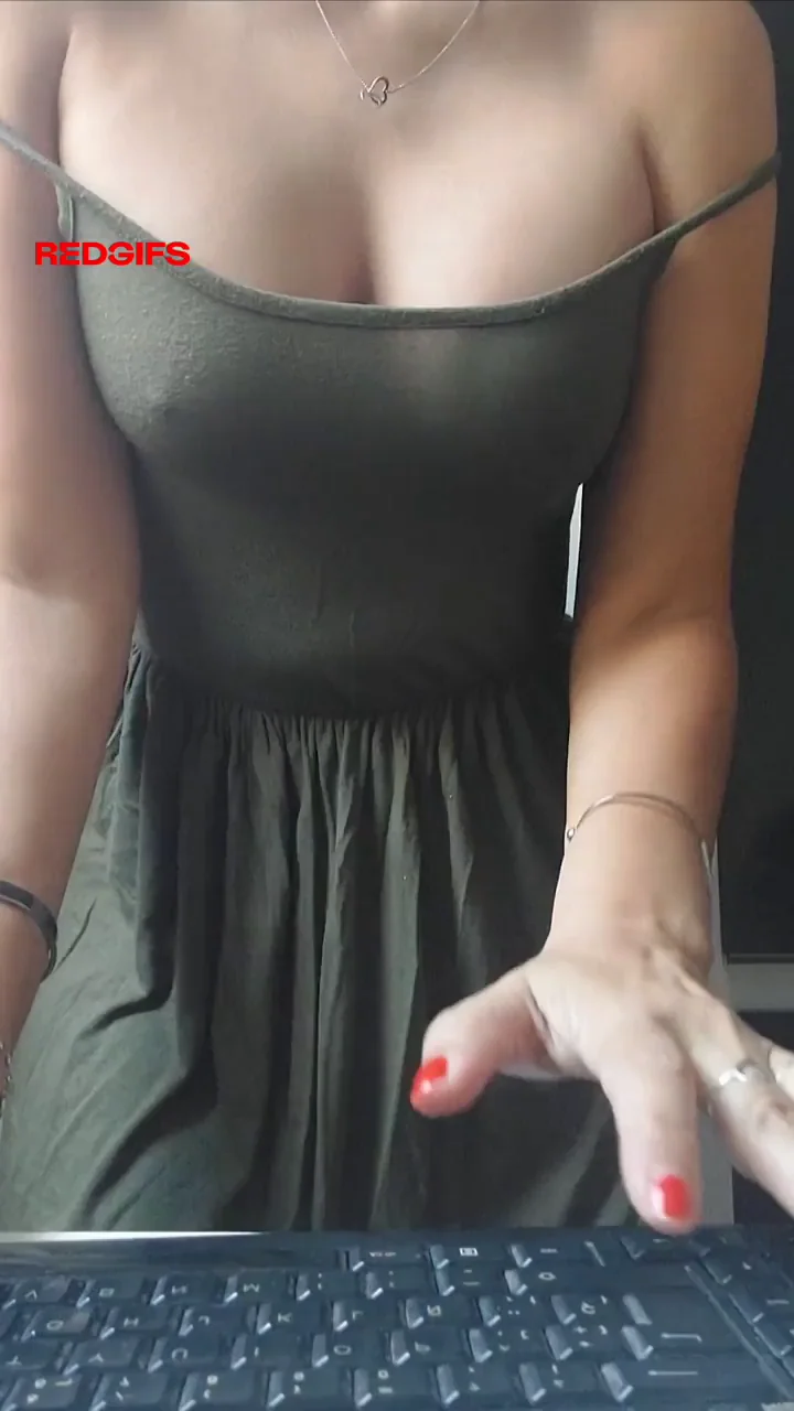 If you pass by my desk, try not to peek at my cleavage.
