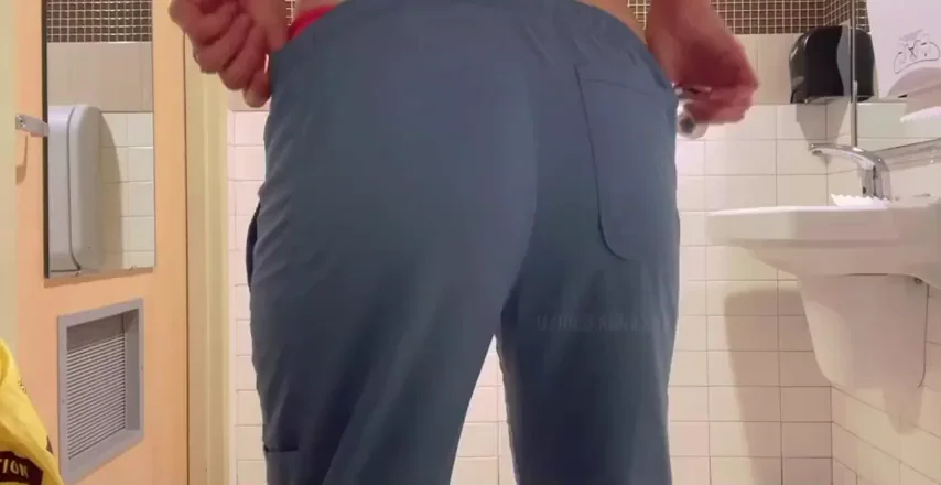 Pulling my scrubs down for you in the supply closet