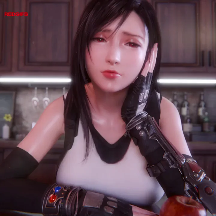 Lonely Tifa Lockhart Rides Cock Hard in Kitchen (Final Fantasy Hentai)