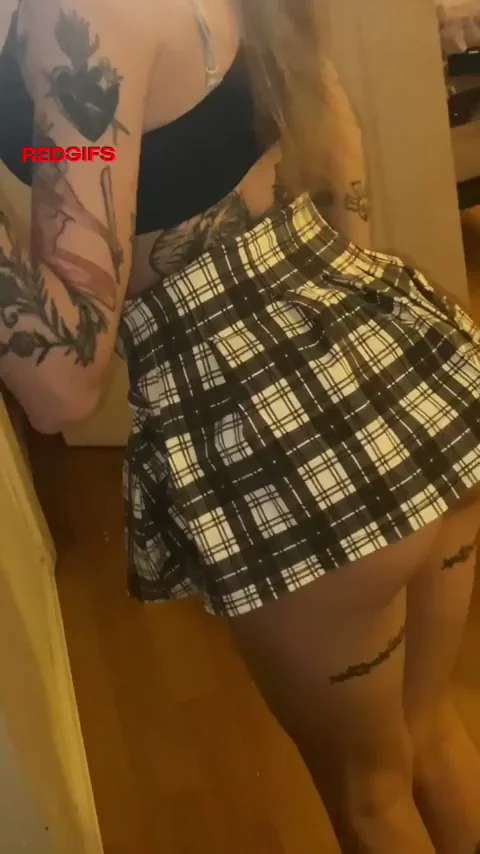 Schoolgirl Slut's Crooked Skirt Begs for Your Hands