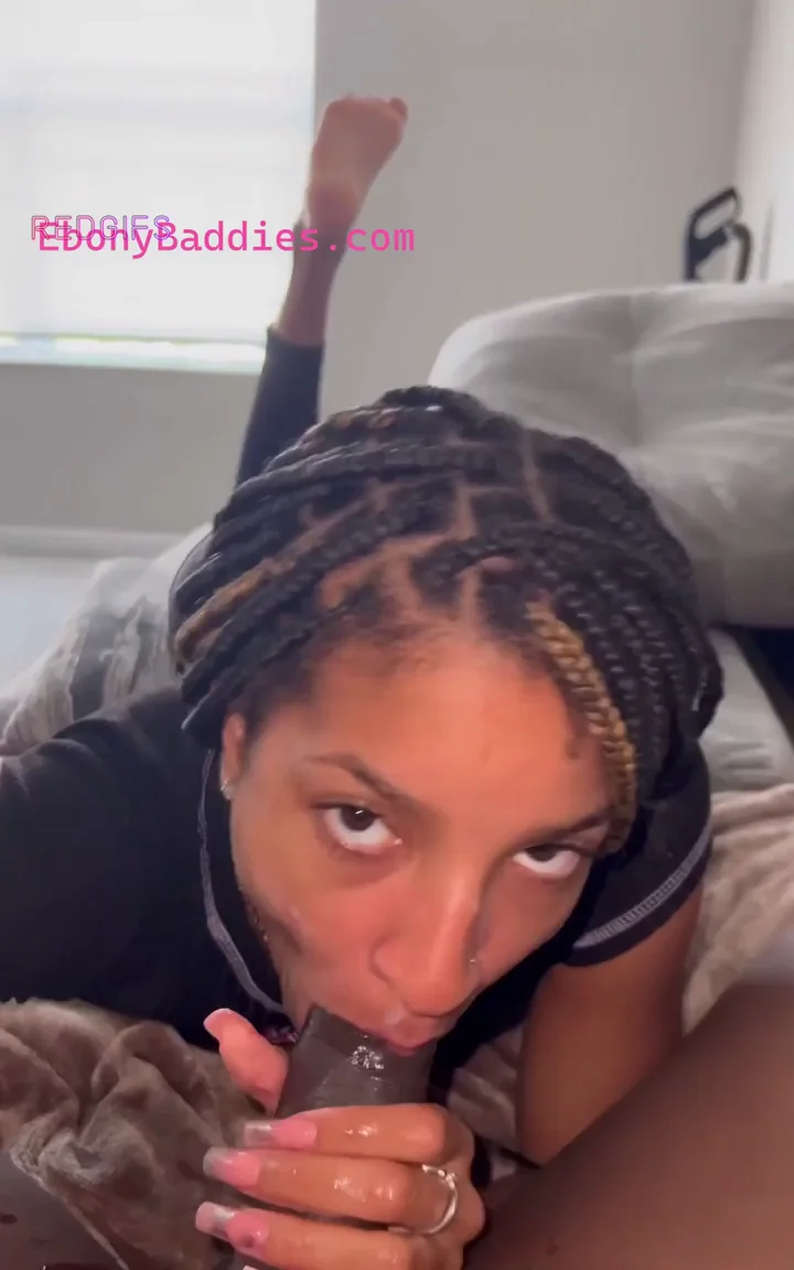 Ebony Babe Throat Queens Sloppy BJ Ends with Thick Facial