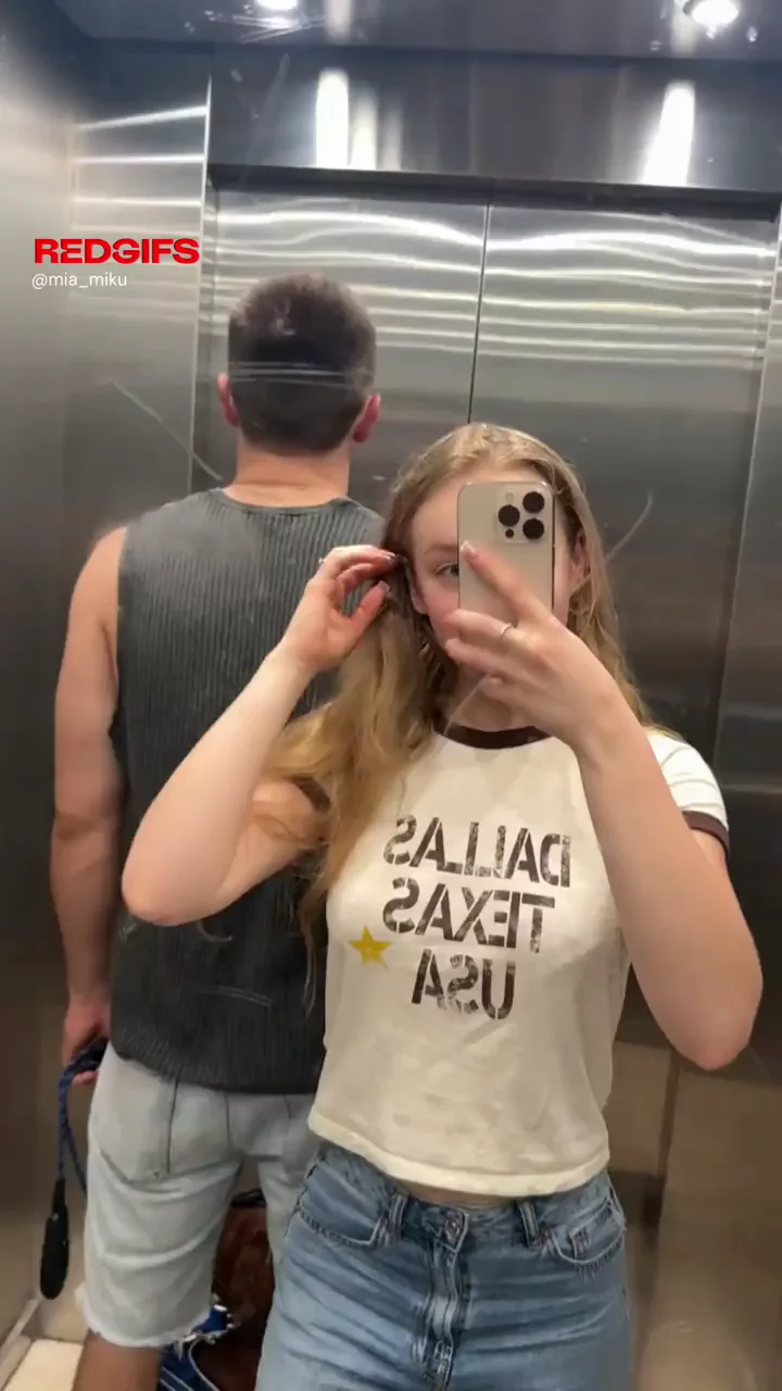 Big Tit Slut Flashes Cleavage in Elevator Close Call