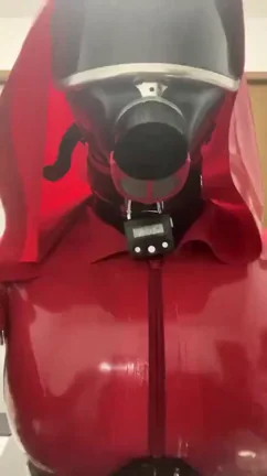5 Hours of Shiny Red Latex Gas Mask Tease 😈🔥