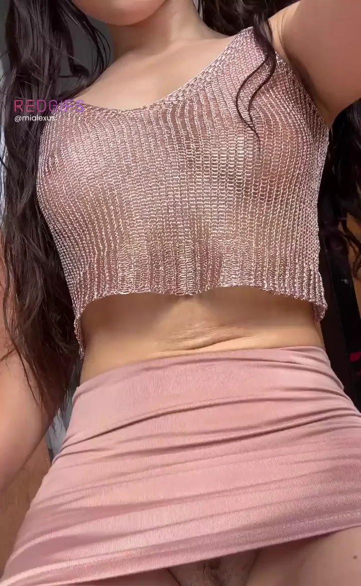 😈 No Panties Tease Under My Tight Pink Skirt 💦