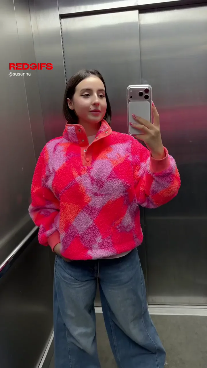 Elevator Tease: Busty Babe Flashes Massive Tits in Pink Hoodie