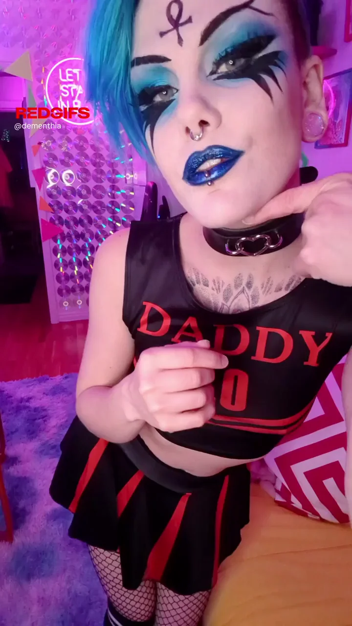 Goth plays with her dragon dildo