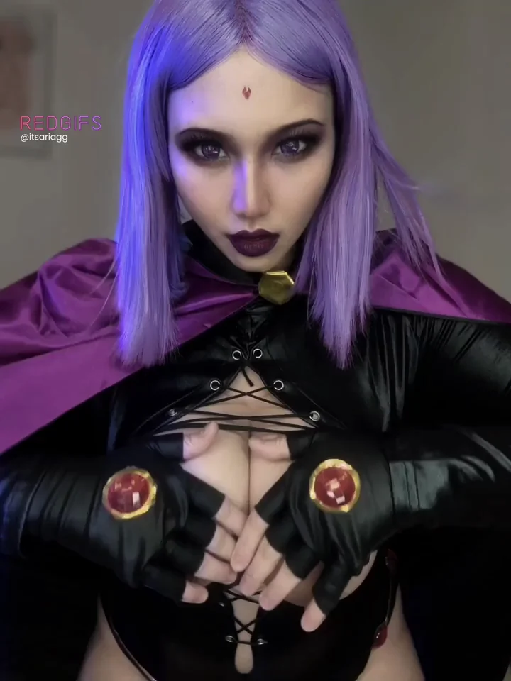 Raven (Aria) Cosplay Tease 🍆💜 Big Tits Asian Slut