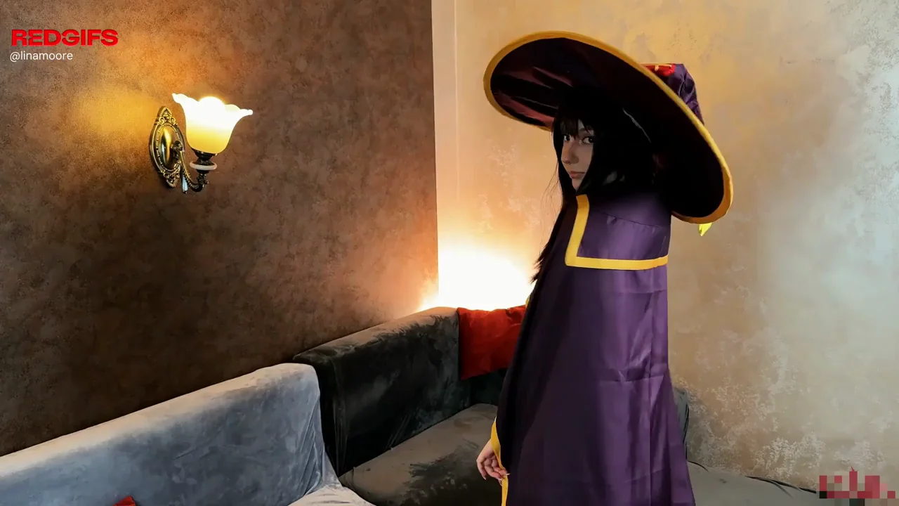Megumin Cosplay Slut Lina Moore Strips Her Witchy Layers Bare