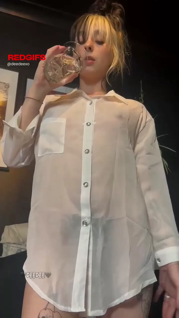 Clumsy Emo Slut Spills and Soaks Her See-Through Top