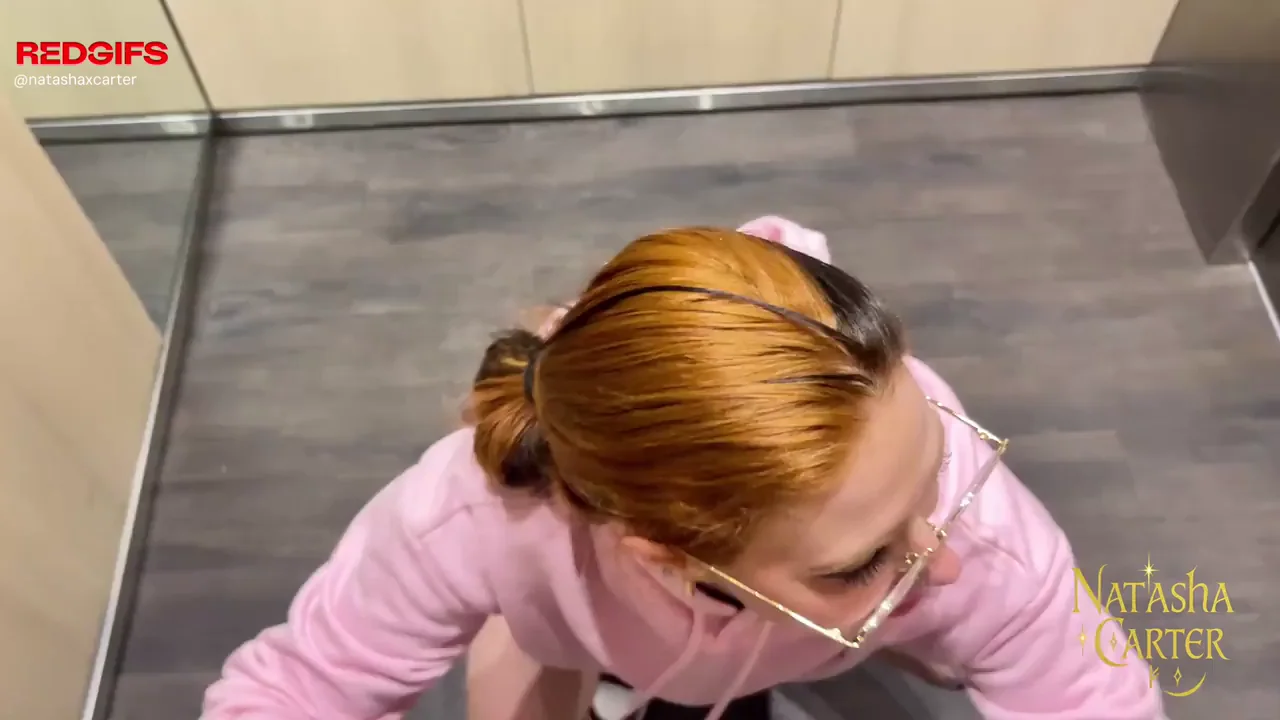 Elevator Risk: Pink Slut Sucks Thick Cock on Camera