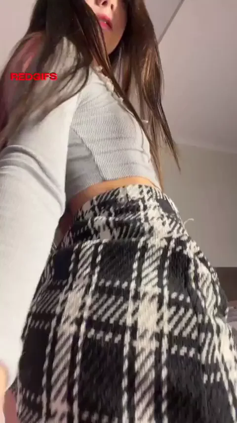 Horny Slut's Pussy Craving Cock in Plaid Skirt Tease