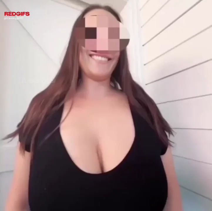 Thicc MILF Teases Her Massive Natural Jugs in Black Dress