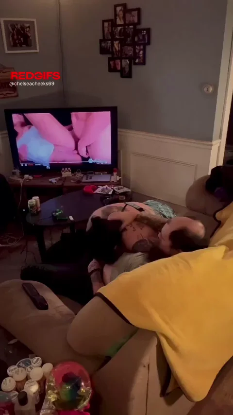 Testing how well he can concentrate on the video while I suck his hard cock..