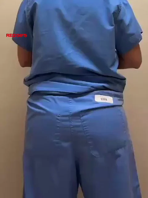 Nurse's Pantyless 🍑 Tease: Scrubs Up, Ass Out! 😈