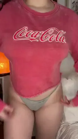 Busty New Year Titty Drop: Still Stacked AF in Coca-Cola Crop Top