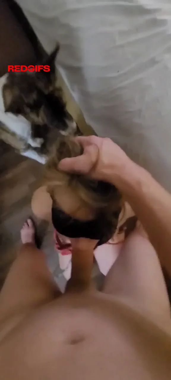 Blindfolded deepthroat face fuck