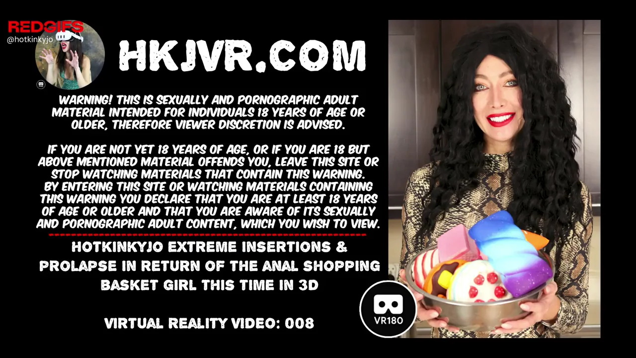 Hotkinkyjo extreme insertions &amp; prolapse in return of the anal shopping basket girl this time in 3D