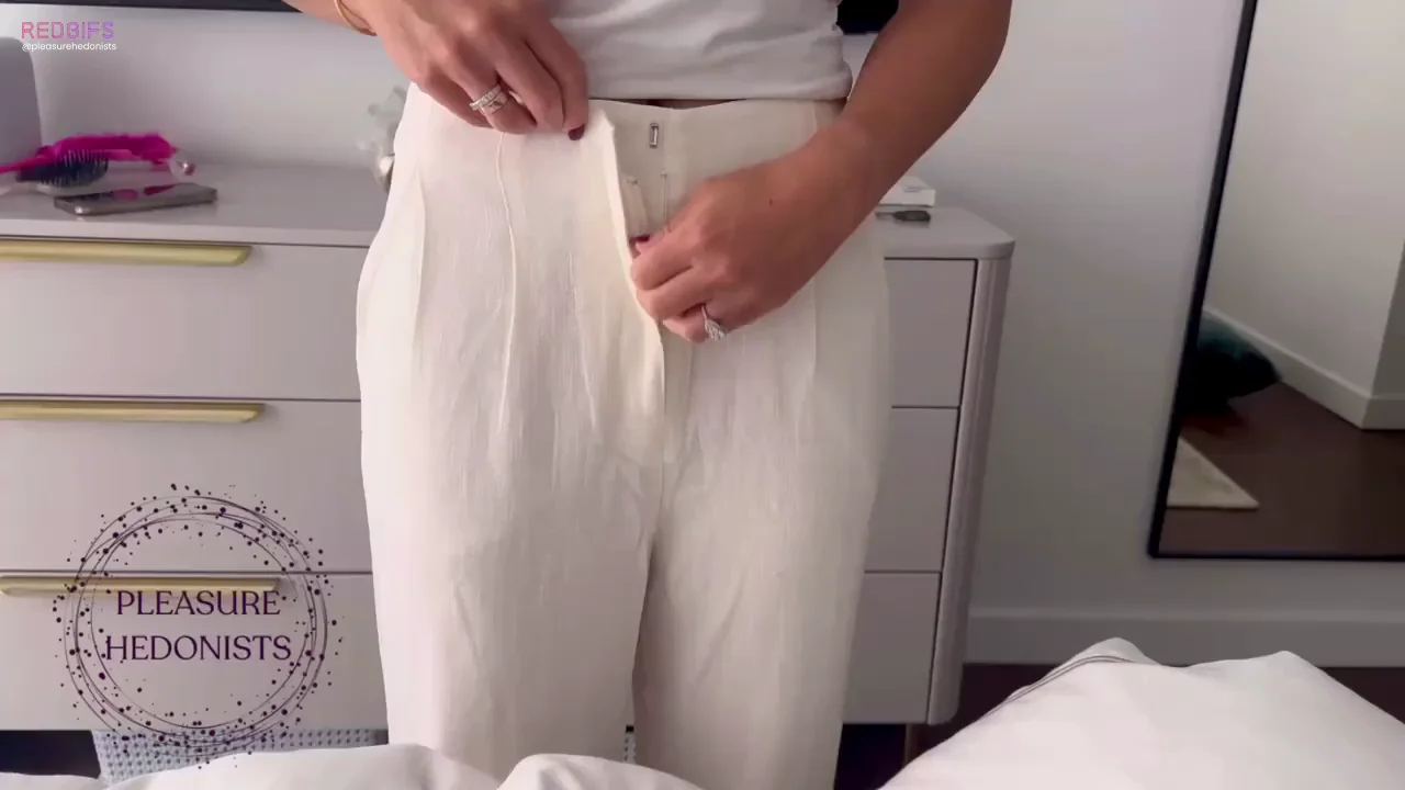 No panties under these white trousers