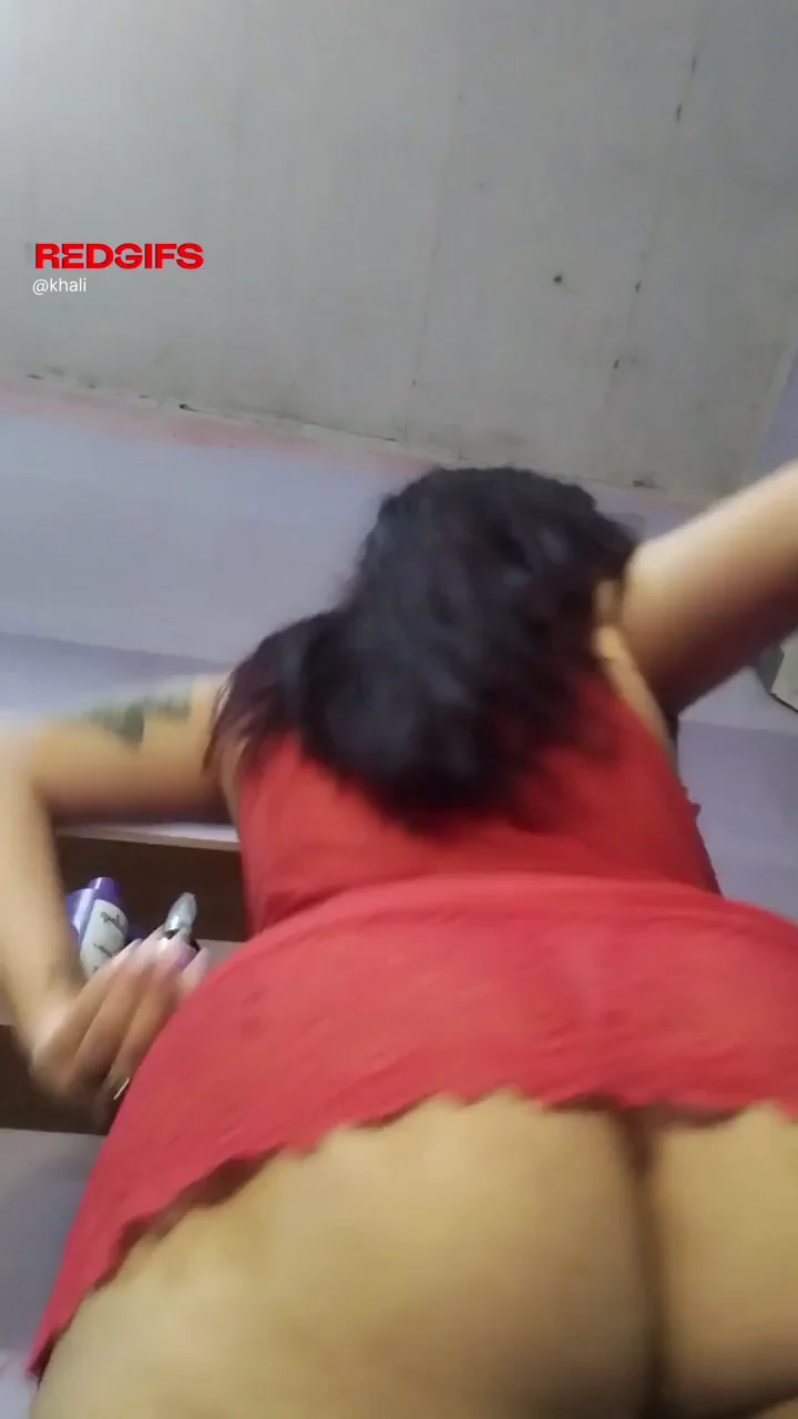 Premium Latina Ass Tease in Red Dress