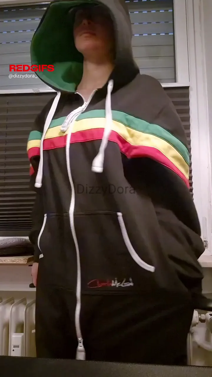 Chilling at Home in Rasta Hoodie Tease 😈🍃