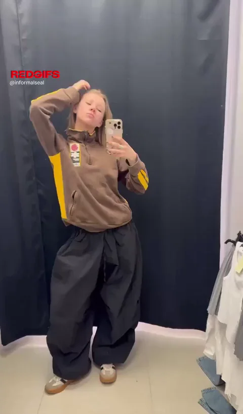Tomboy Tease: Petite Slut Drops Hoodie for Nude Fitting Room Flash