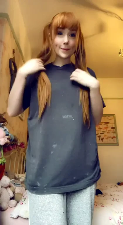 Perky Ghost Nipples Tease from Cute Redhead Cutie