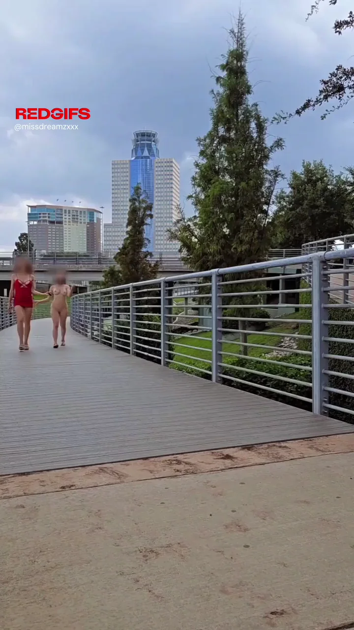 Walking naked in the park, with my leash on