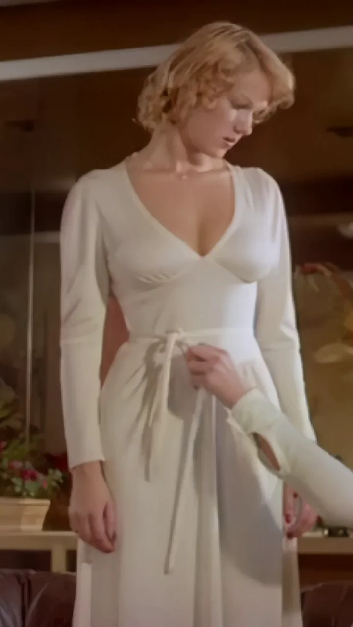 Brigitte Lahaie Teases with Natural Tits in Sultry 70s Dress Slip