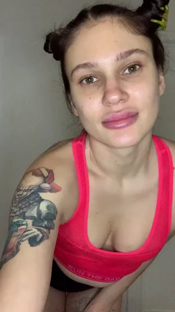 OMG 😱 What's Wrong? Hot Inked Babe Strips Topless! 🔥