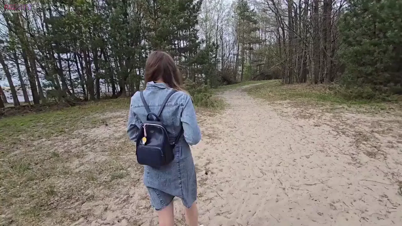 Risky Beach Walk Flash: Almost Busted Nude in the Woods