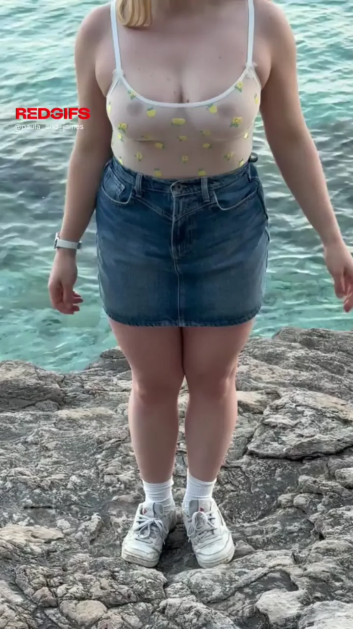 I was dared to go on a walk in a seethru top