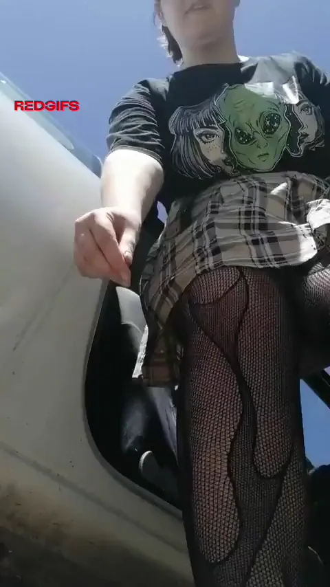 260lbs BBW Tease: Fishnet Skirt Hike, Dripping Hairy Pussy Lips in Public Car 😍