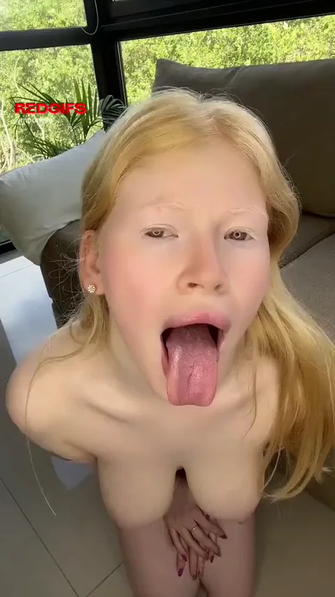 Blonde Babe's Throat Stretches for Monster Cocks - POV Tongue Tease
